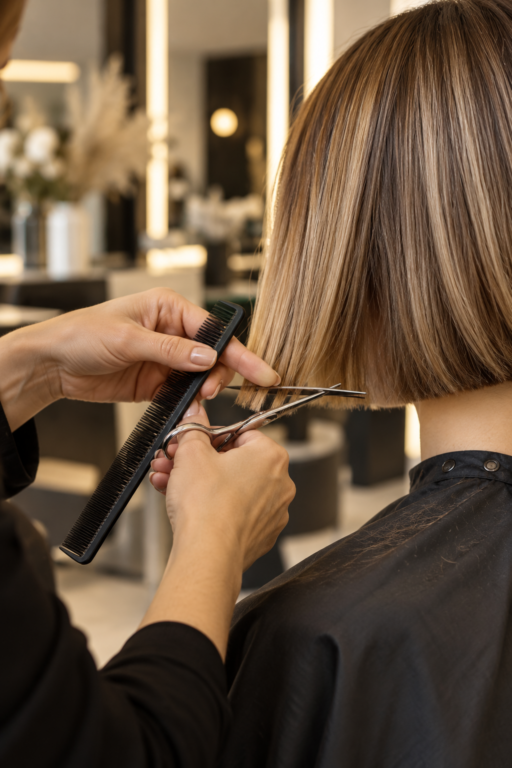 Glänzendes gewelltes brünettes Haar